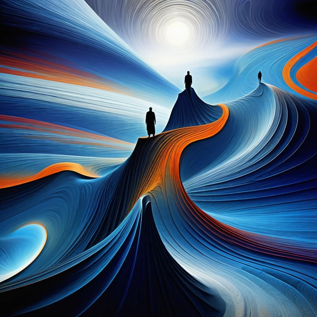 Surreal Dune Desert Fremen in Pink Fractal Style