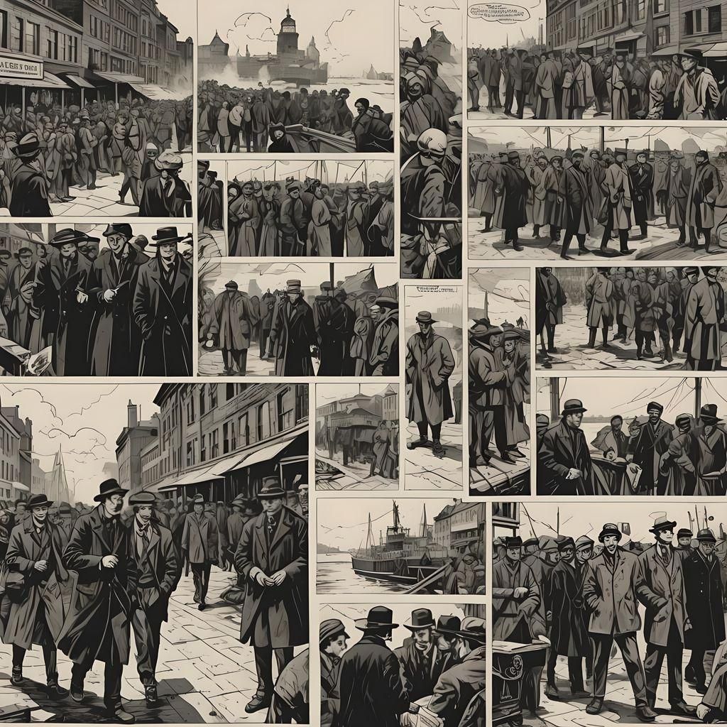 Migrants Arriving at Ellis Island: A Comic Book Page