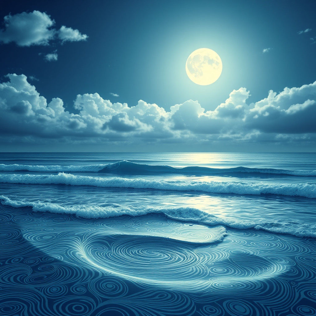 Ethereal Moonlit Seascape at Dawn with Twinkling Star