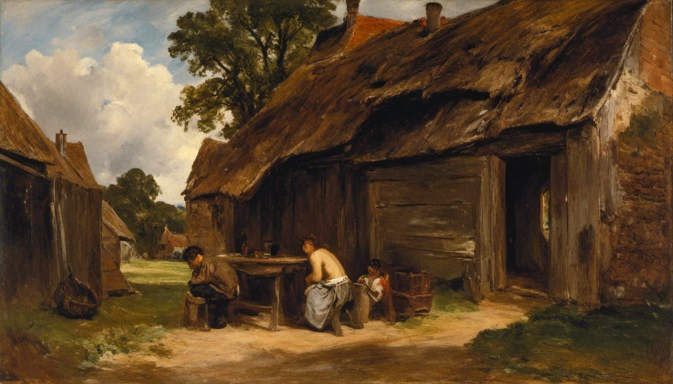 Portrait of Young Person with Braids, Oil Painting