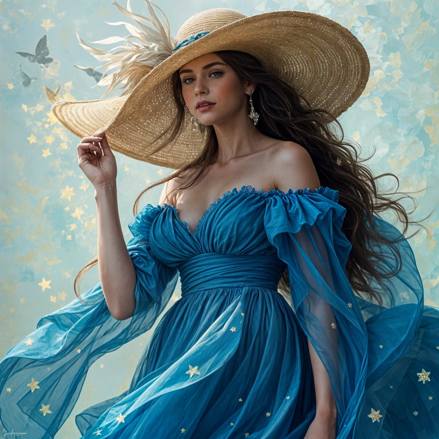 Woman in Blue: Ethereal Impressionistic Impasto Art