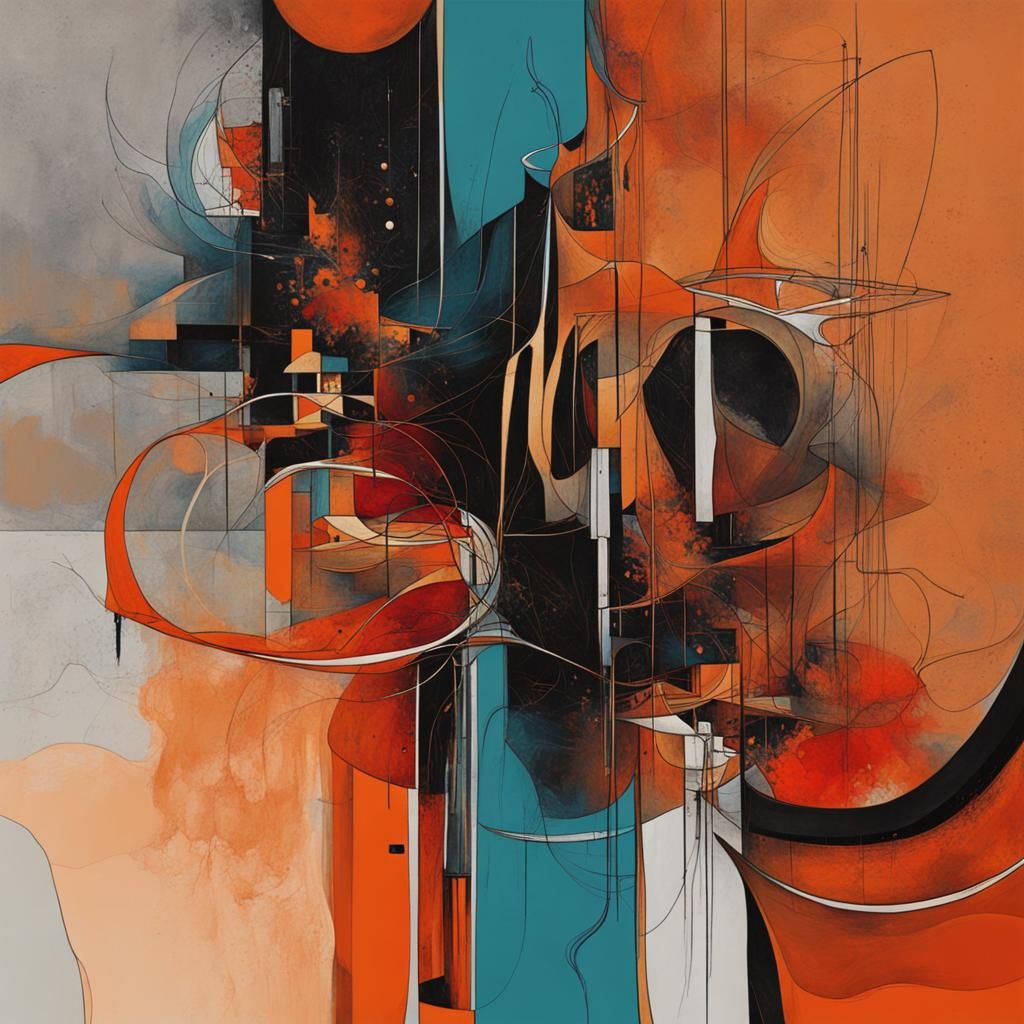 Abstract Future Art in Complementary Colors