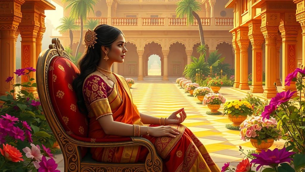 Indian Princess in Royal Court, Inspired by Traditional Indi...