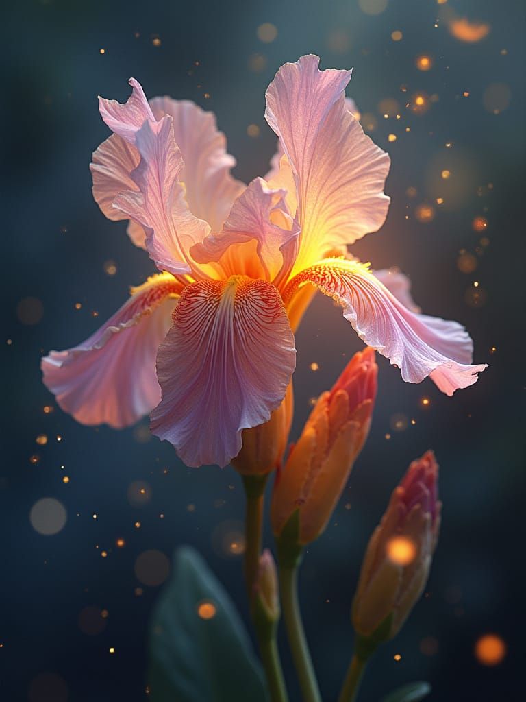 Iris Fairy with Glowing, Luminous Details