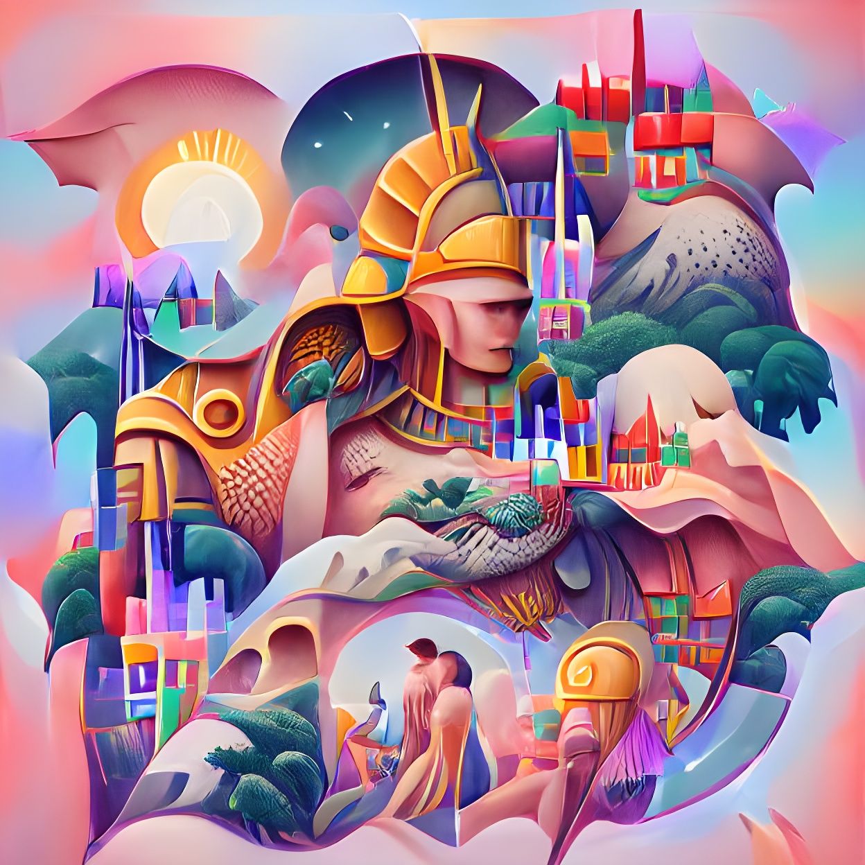 Mystic Civilization in Art Deco Style