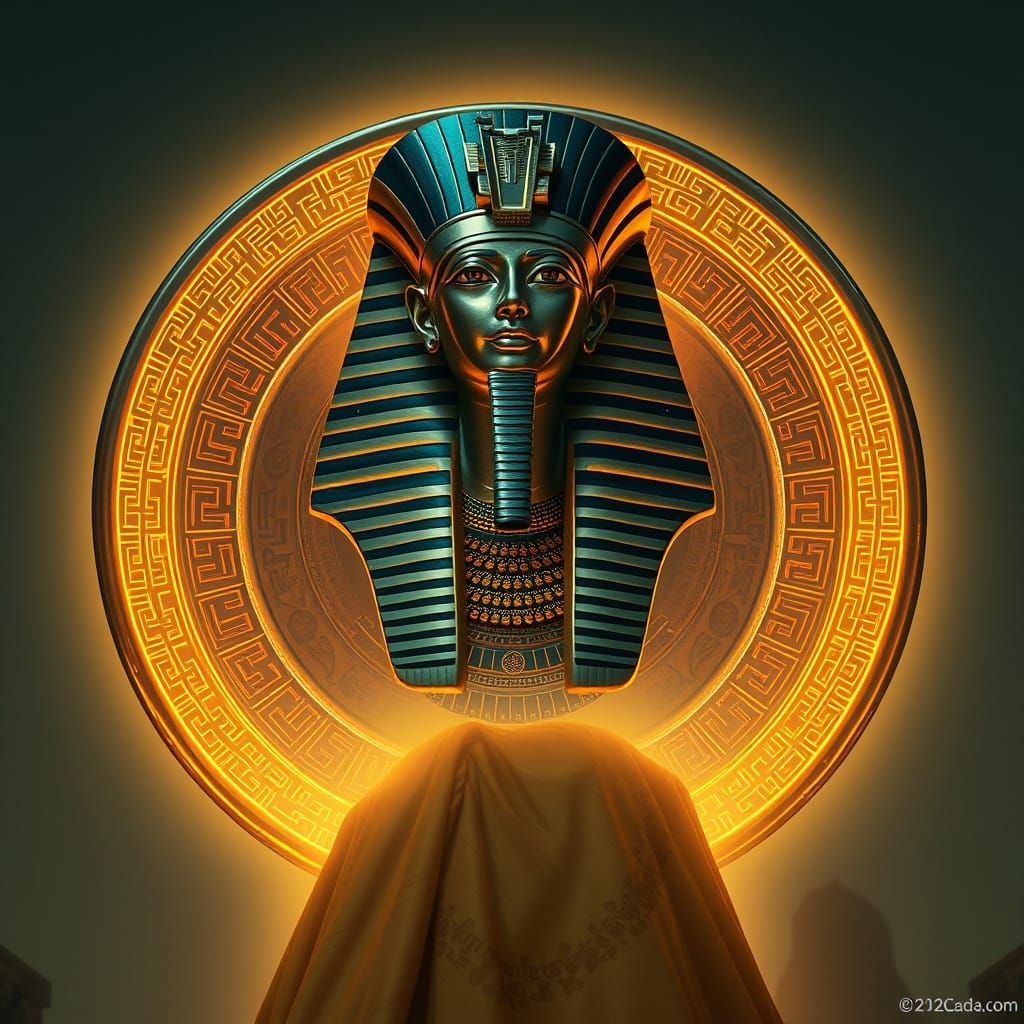 Akhenaten Abduction by Aten Disk UFO: Digital Art