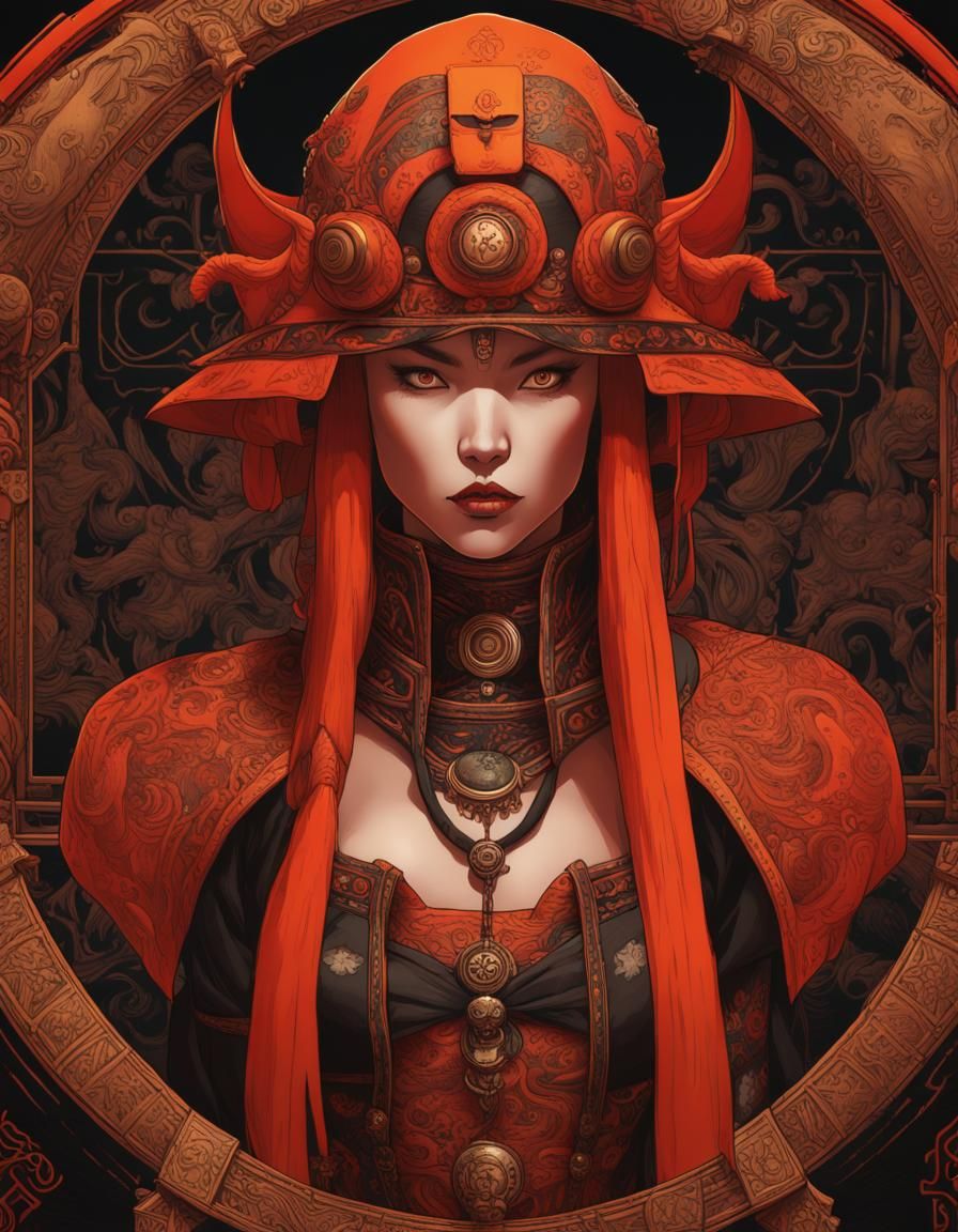 Gothic Japanese Warrior Supermodel Concept Art