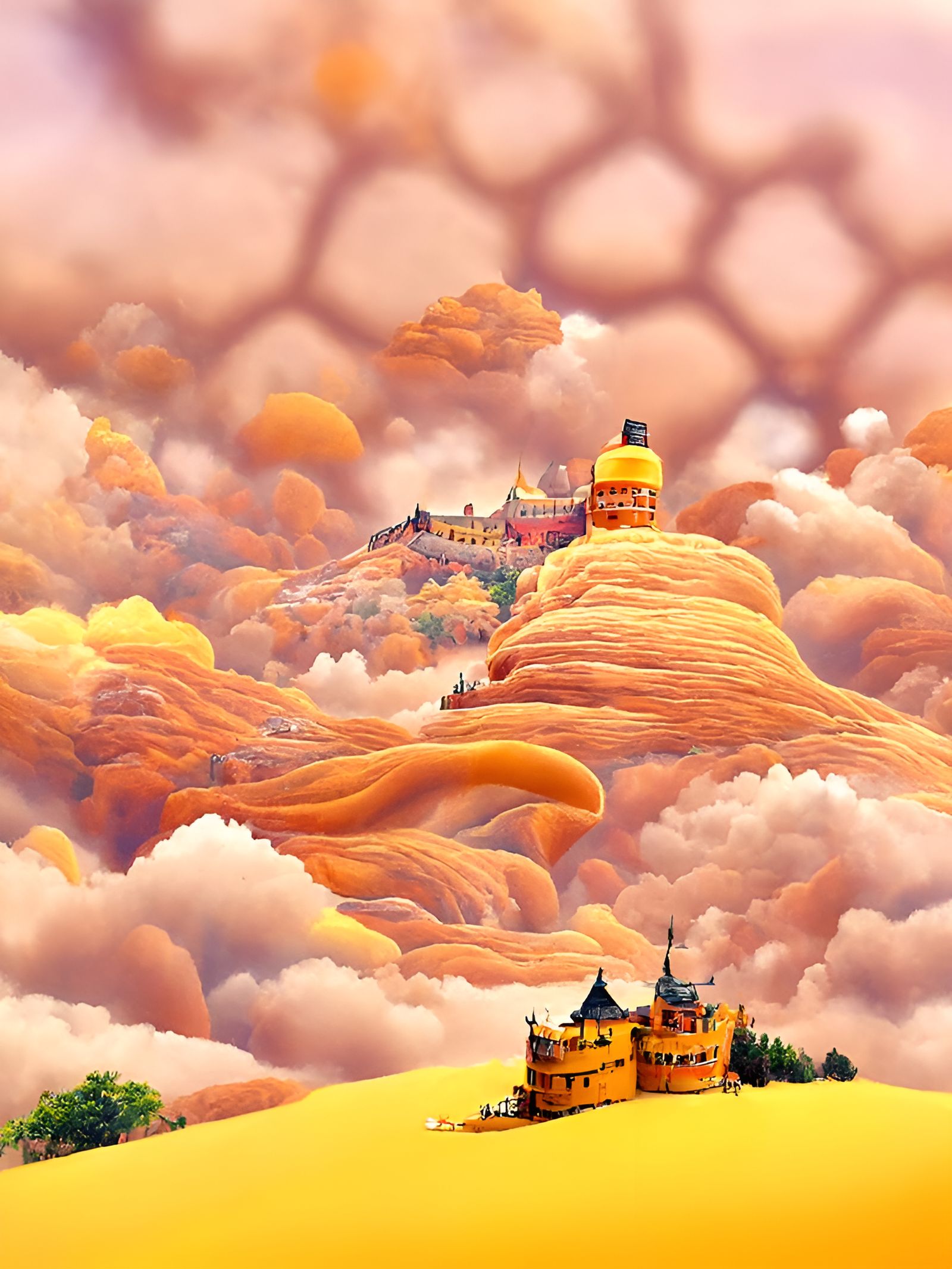 Honey Mountains and Castles: A Surreal Photoillustration