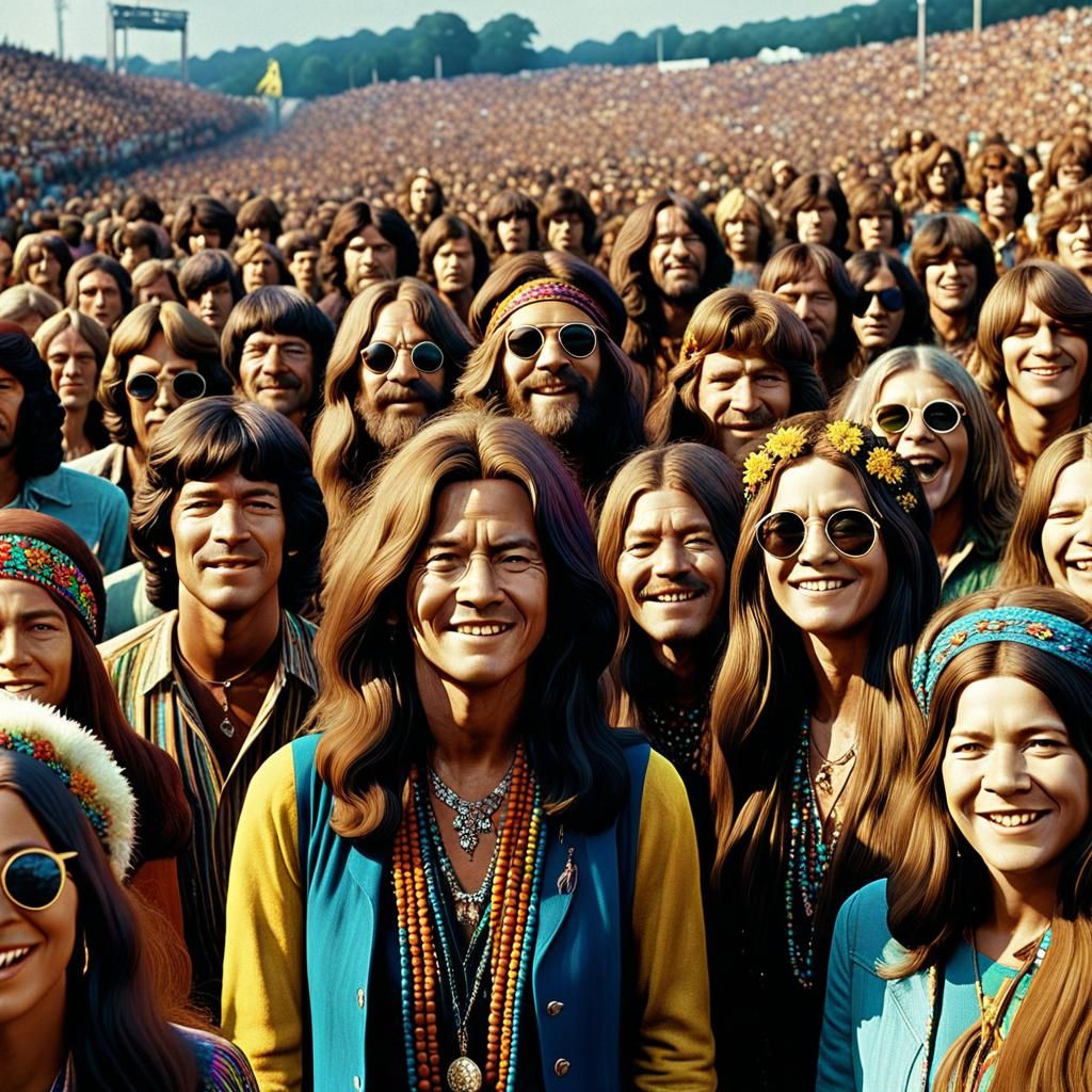 Woodstock Crowd Watching Janis Joplin, Matte Painting