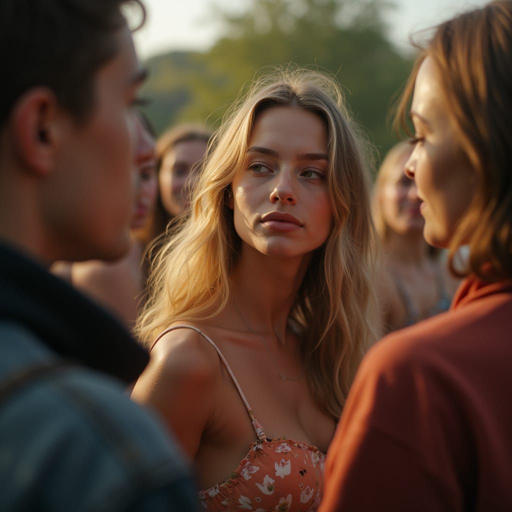 Candid Moment: Woman Smiling with Friends