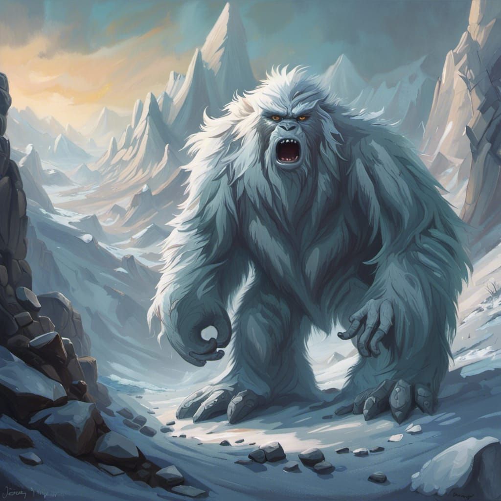 Yeti Snow Beast in Ice Mountains: 2D Animation