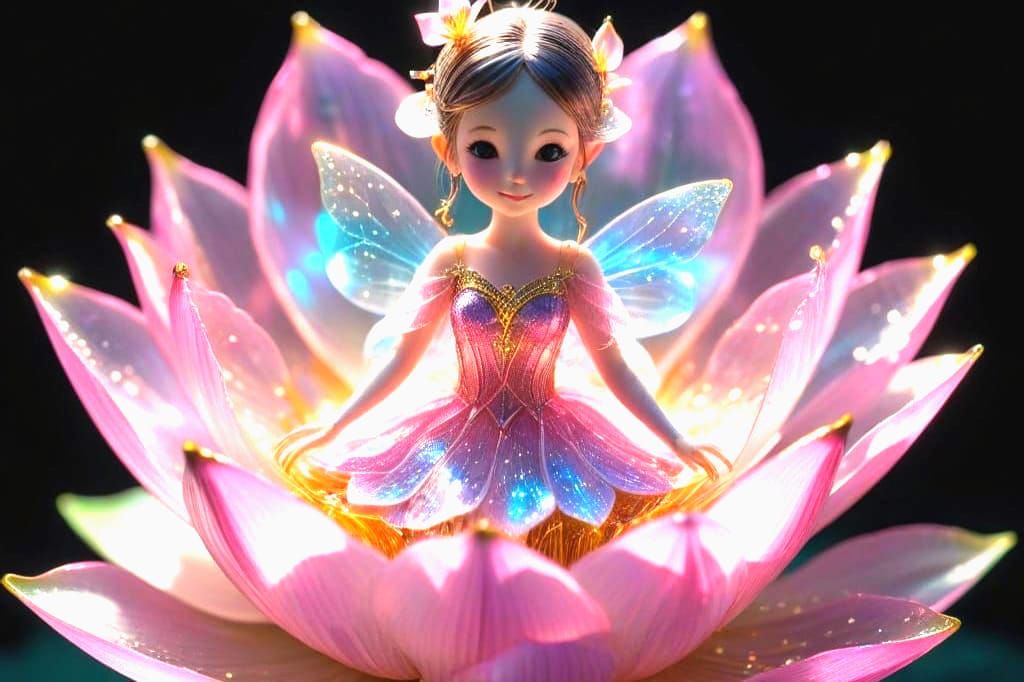 Ethereal Lotus Fairy in Holographic Beauty