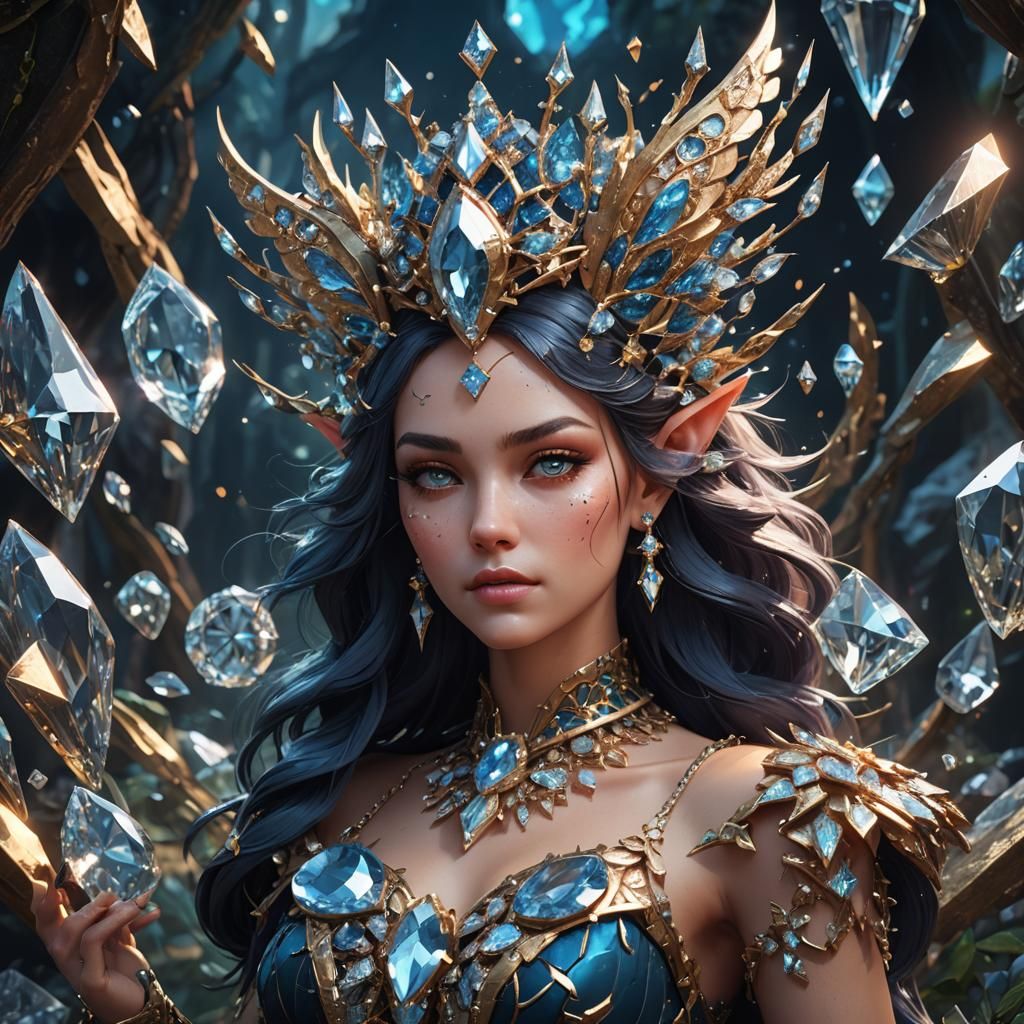 Diamond Nymph in Detailed Matte Painting Style