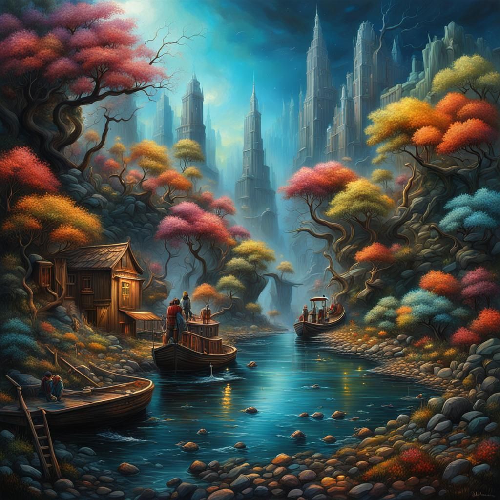 Artist and Model in Bioluminescent Color Whirlpool