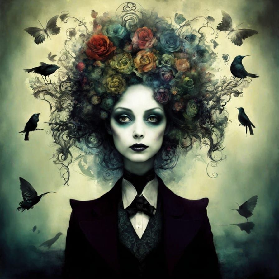 Rorschach Portrait in Dark Fantasy Style