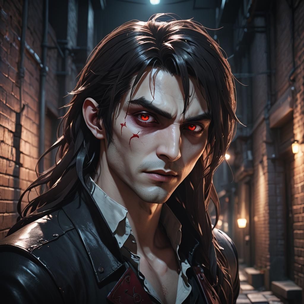 Vampire Couple Portrait in Hyper-Realistic Anime Style