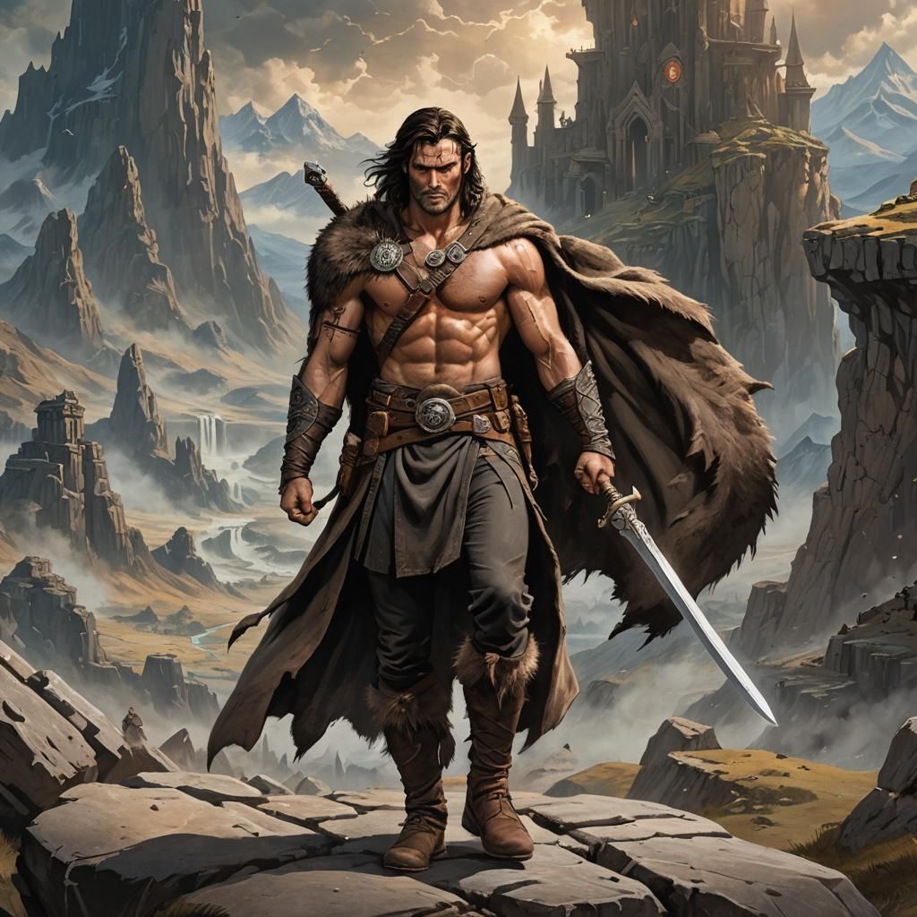 Ash Williams as Conan in Anime-Styled 3D Illustration