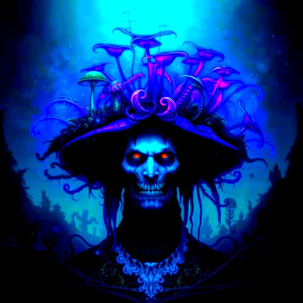 Psychedelic Mad Hatter in Bioluminescent Dimension