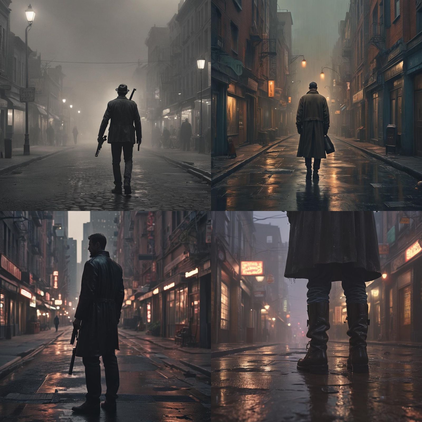 Retro Town: Faceless Man with Gun, Detailed HDR