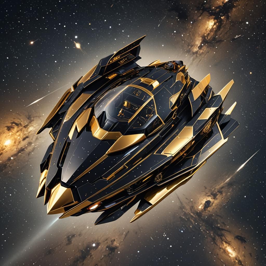 Retrofuturistic Spaceship with Holographic Texture in 3D Ani...