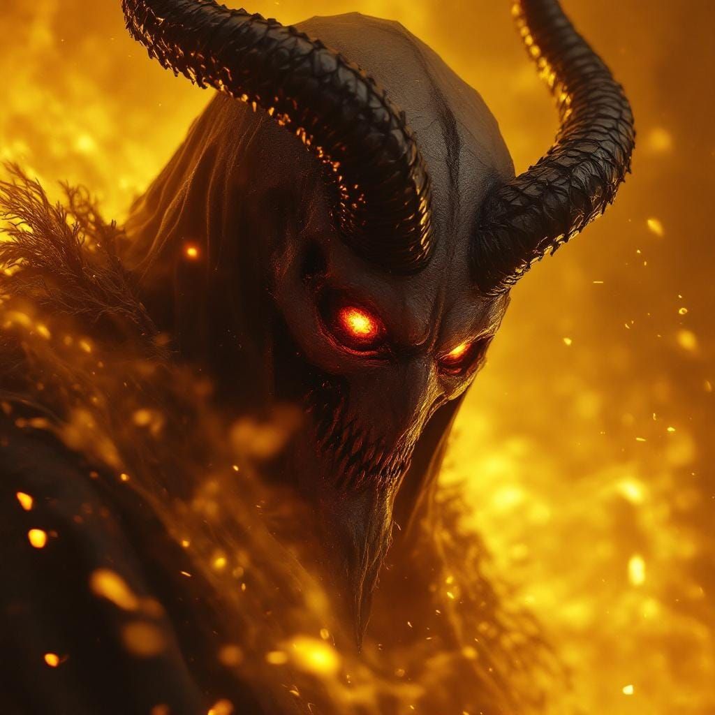 Baphomet in Dark Art Style with Golden Aura