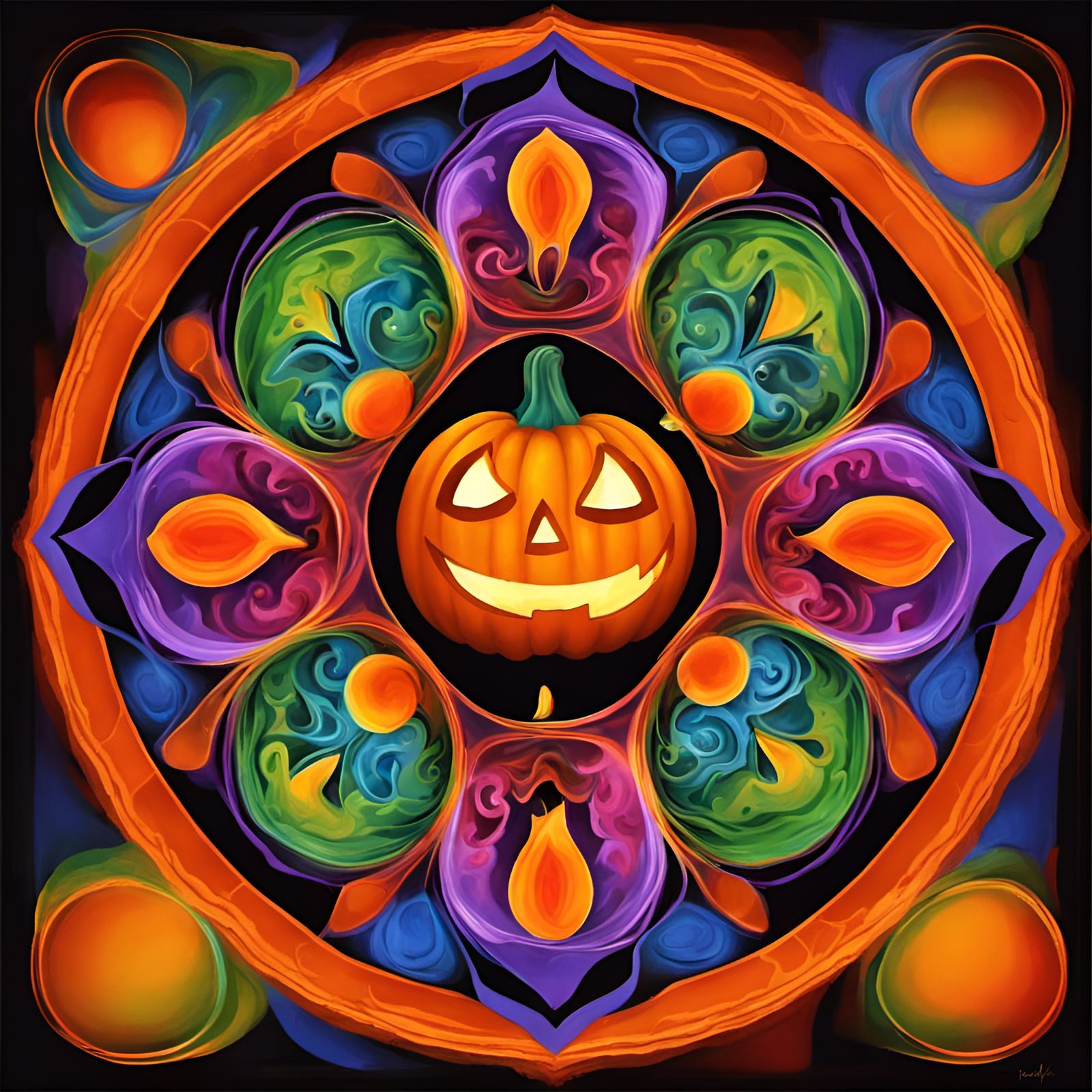 Colorful Halloween Mandala in HDR Unreal Style