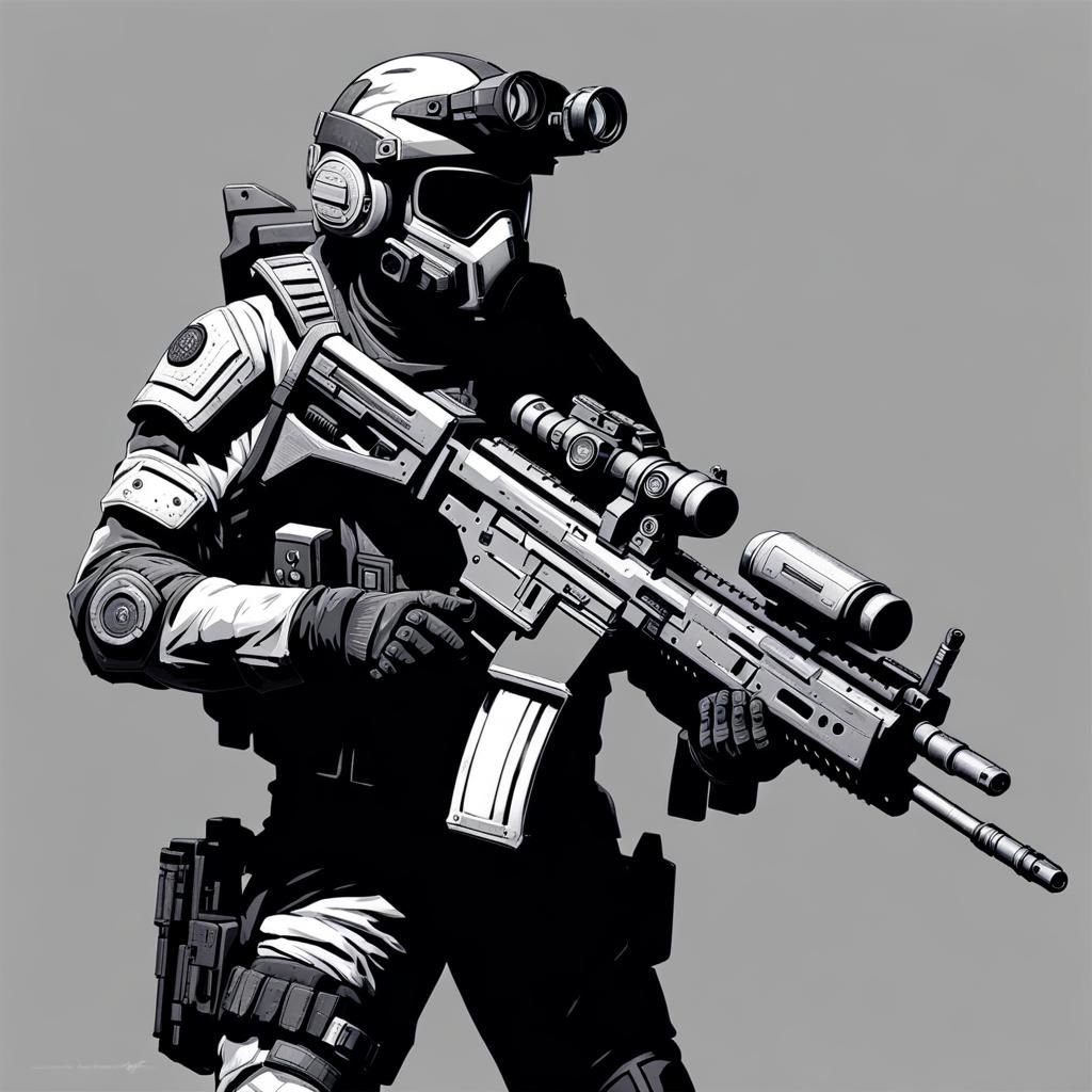 Grizzled Mercenary in Bleak Sci-Fi Digital Painting