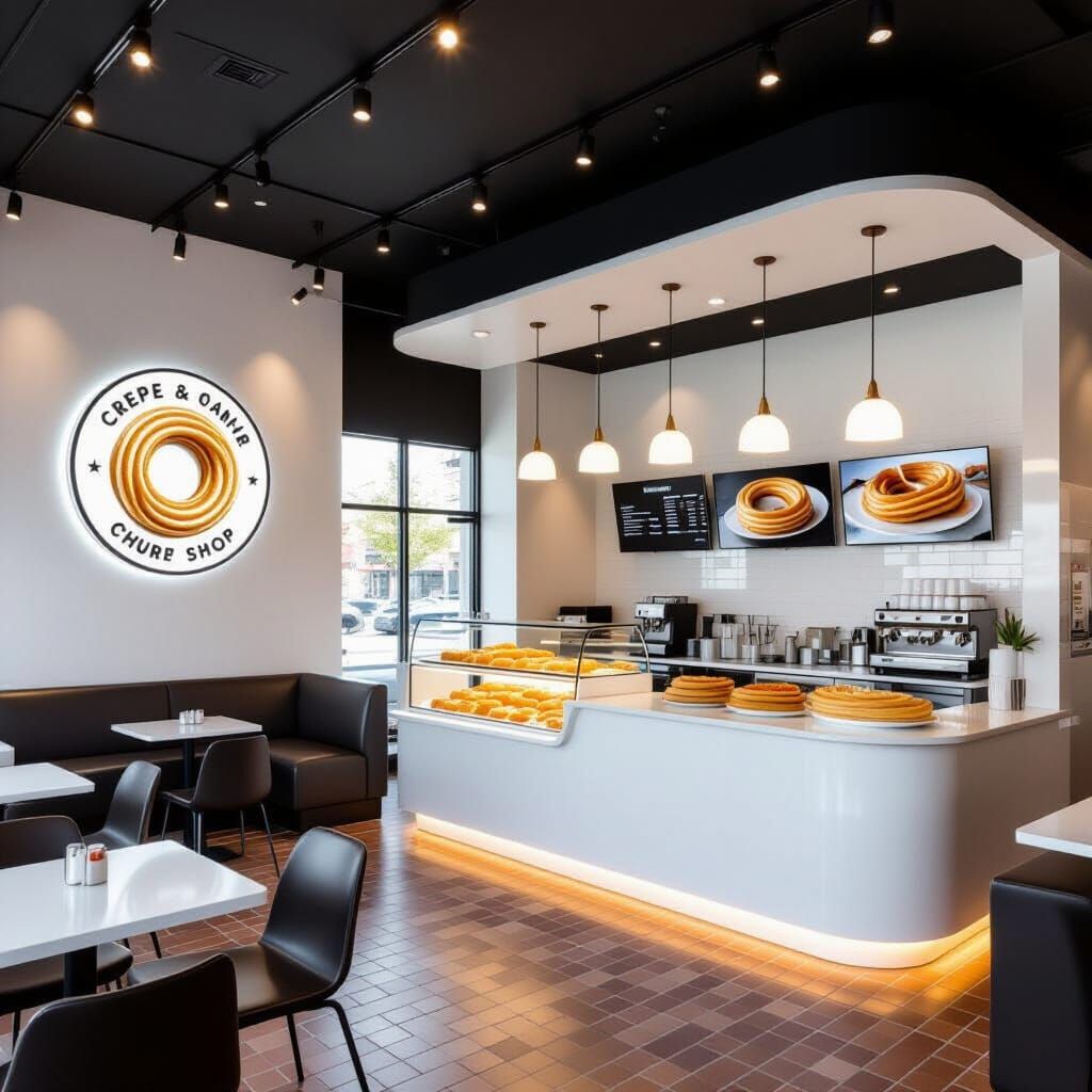 Modern Crepe & Churro Shop Interior Design