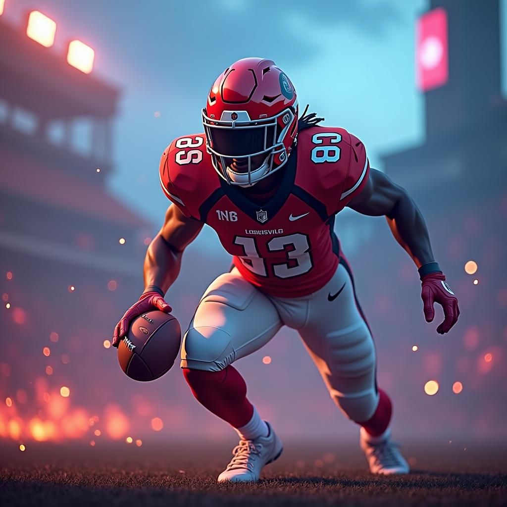 Louisville Cardinals Football Player: Dreamlike Concept Art