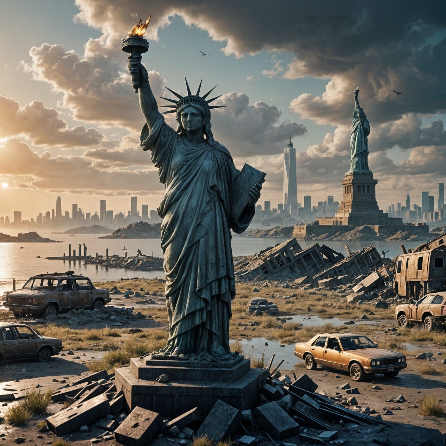 Post-Apocalyptic Wasteland in Cyberpunk Style