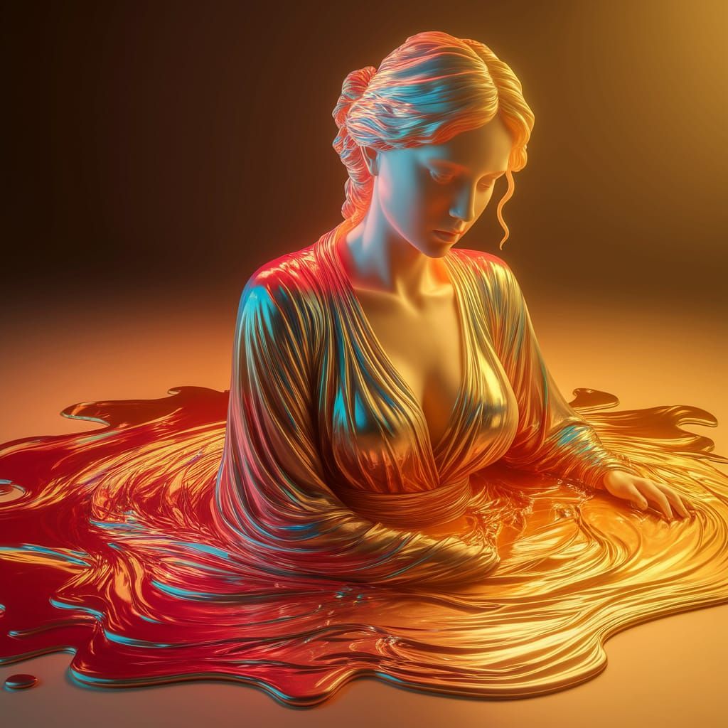 Melting Wax Woman in Triadic Colors