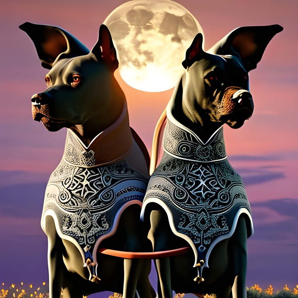 Romantic Pitbull Dance Under Psychedelic Moon