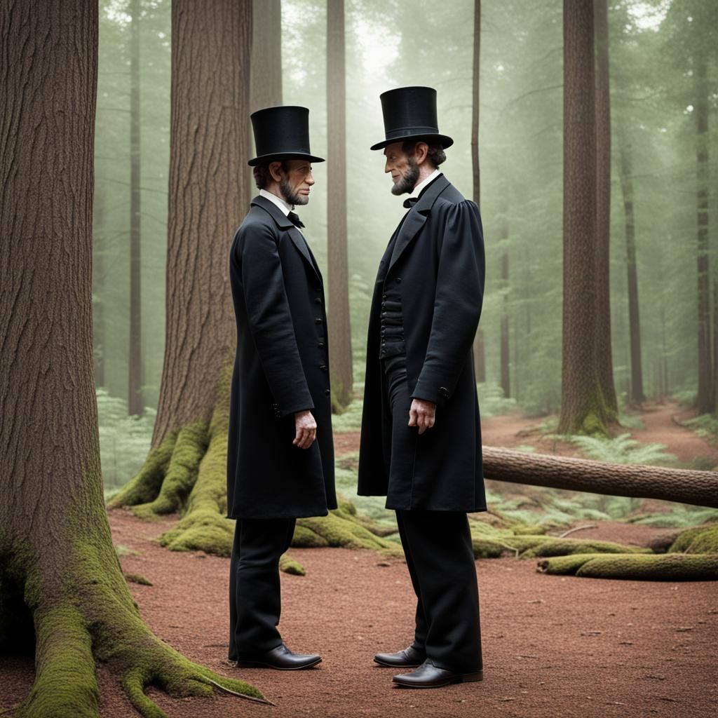 Abraham Lincoln Meets His Clone in Forest