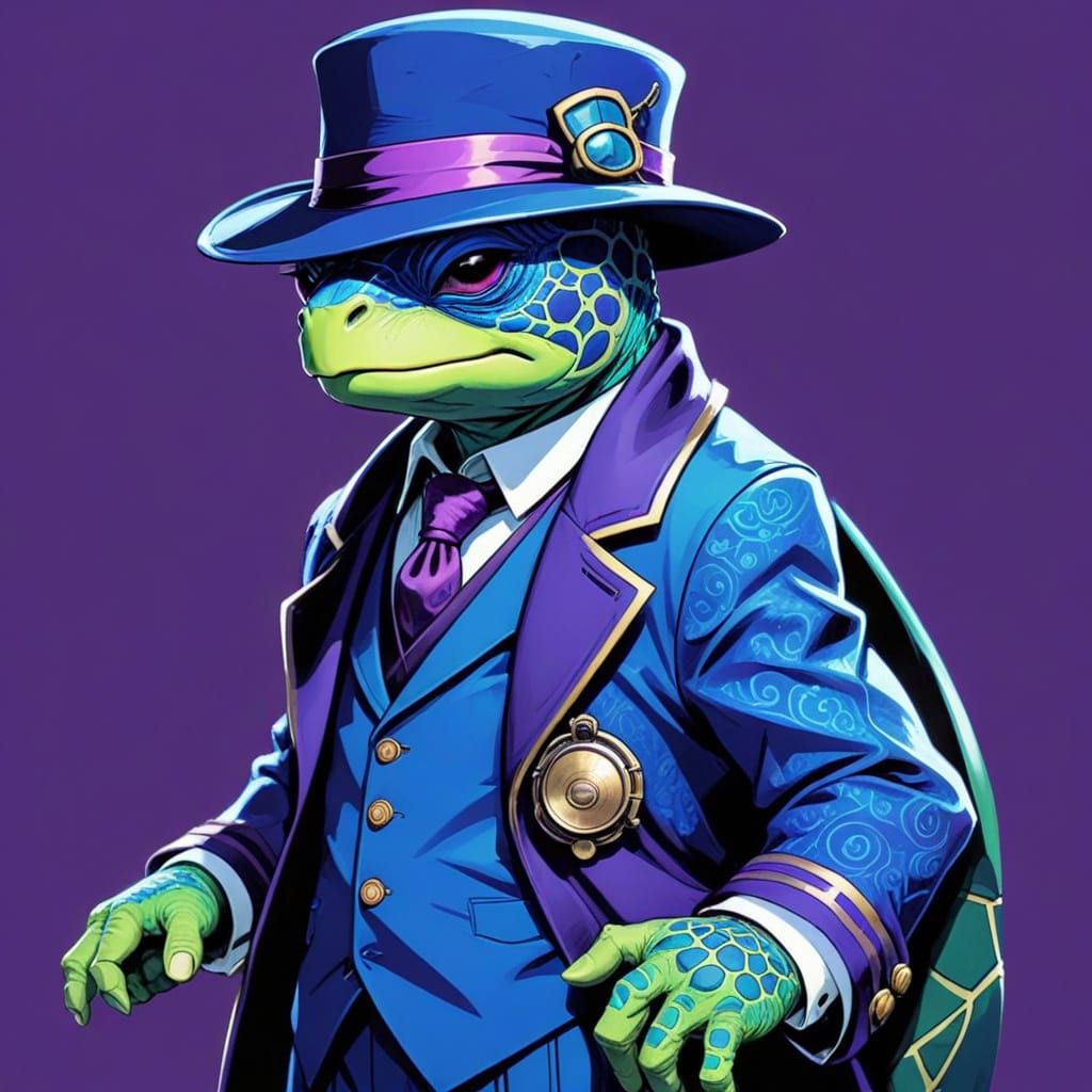 Turtle Noir Detective in Anime Comic Art Style