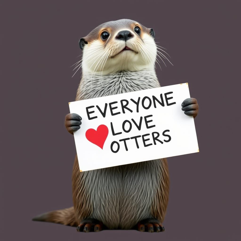 Otter Holding Sign That Reads 'Everyone Loves Otters'