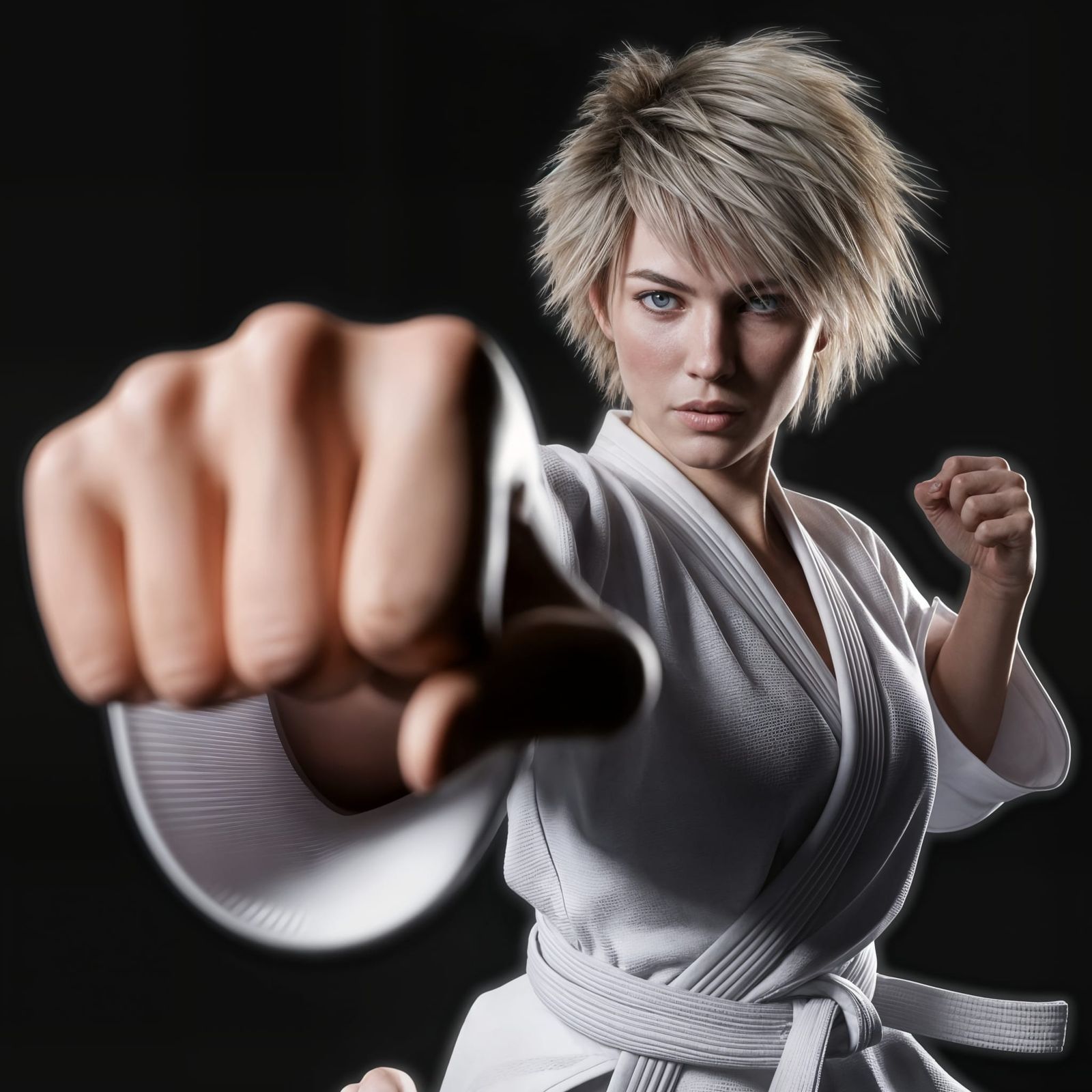 Dynamic Karate Pose in Dimly Lit Rendering