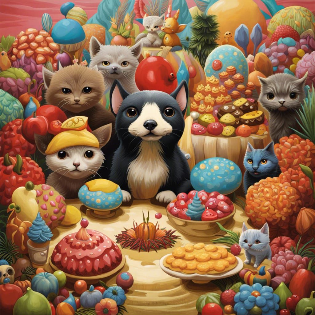 Surreal Vaporwave Collage of Animals and Objects