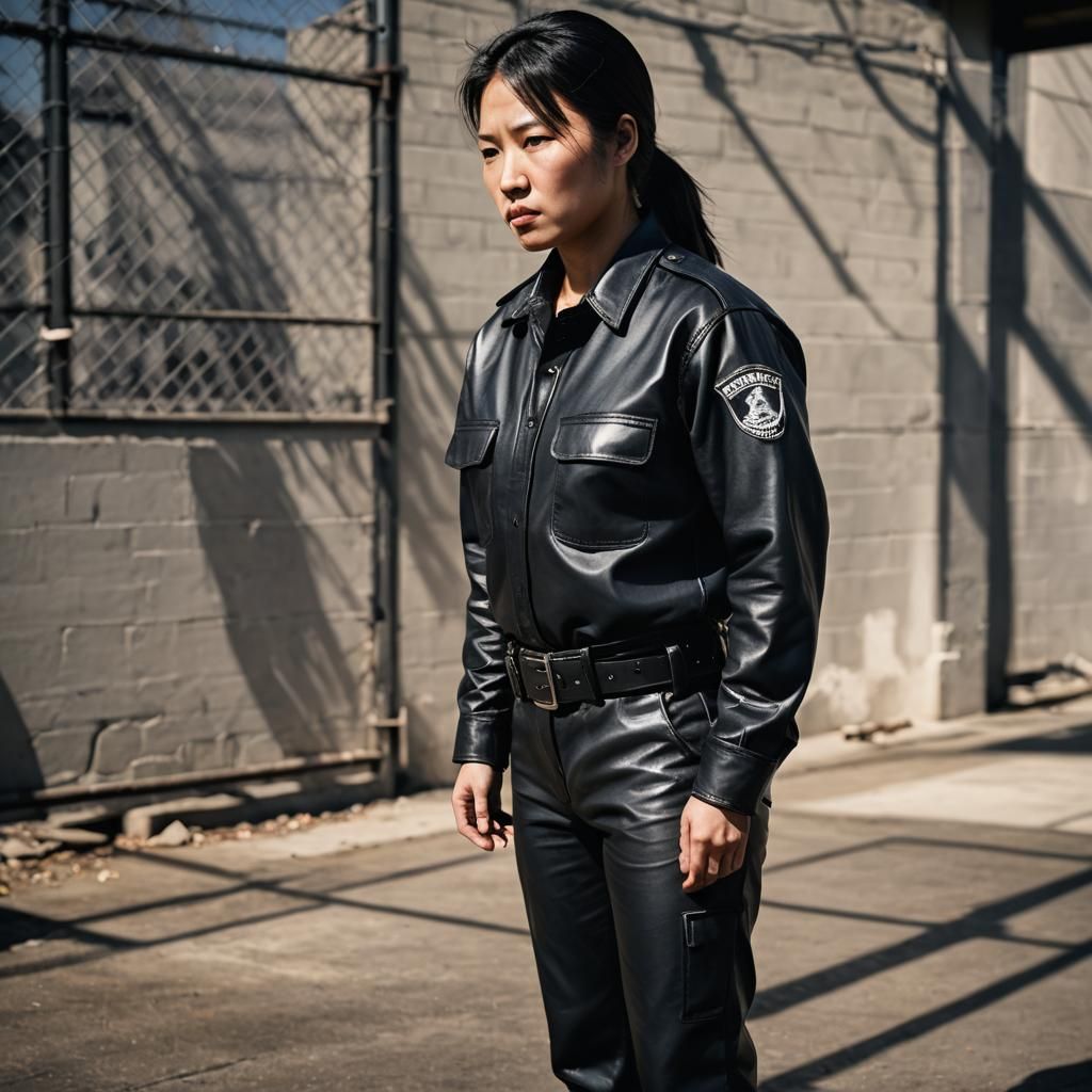 High-Contrast Portrait of Asian Prison Warden