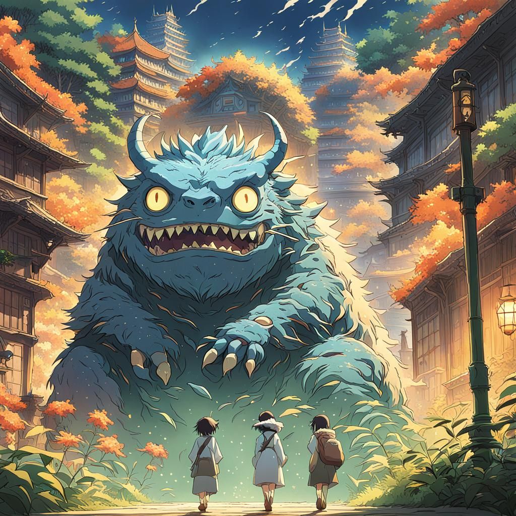 Colorful Mystical Creatures in Anime Style