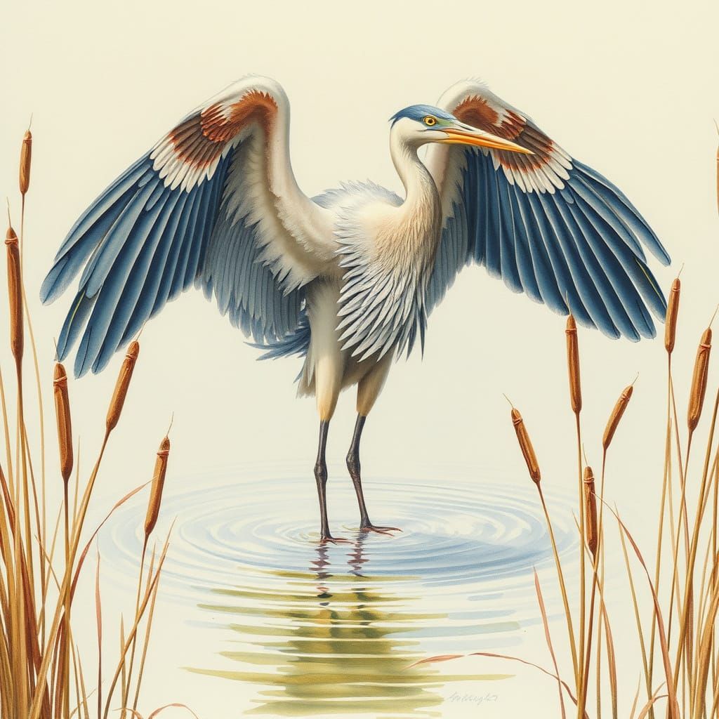 Majestic Goliath Heron in Serene Wetland