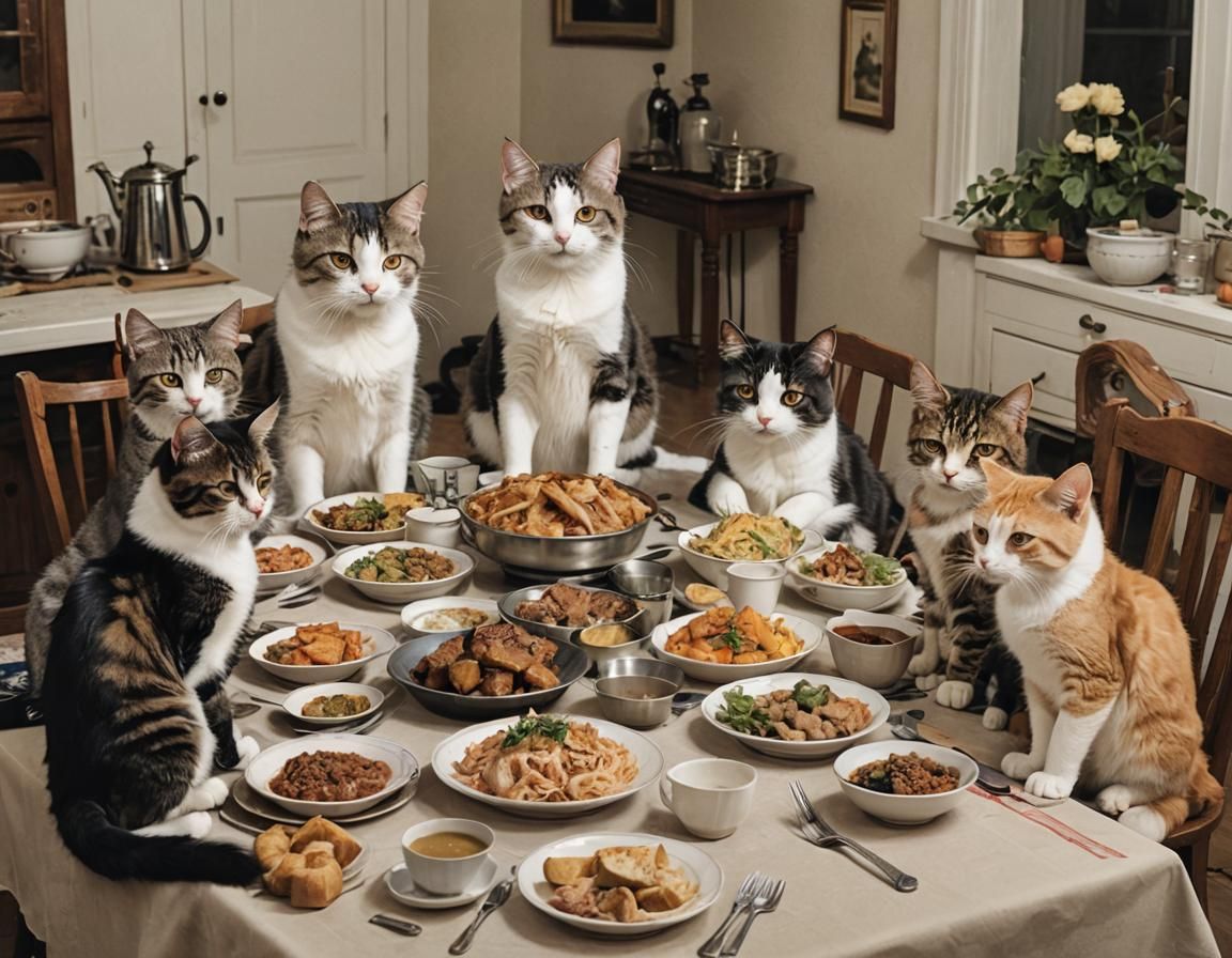 Cats Family Dinner: A Heartwarming Scene