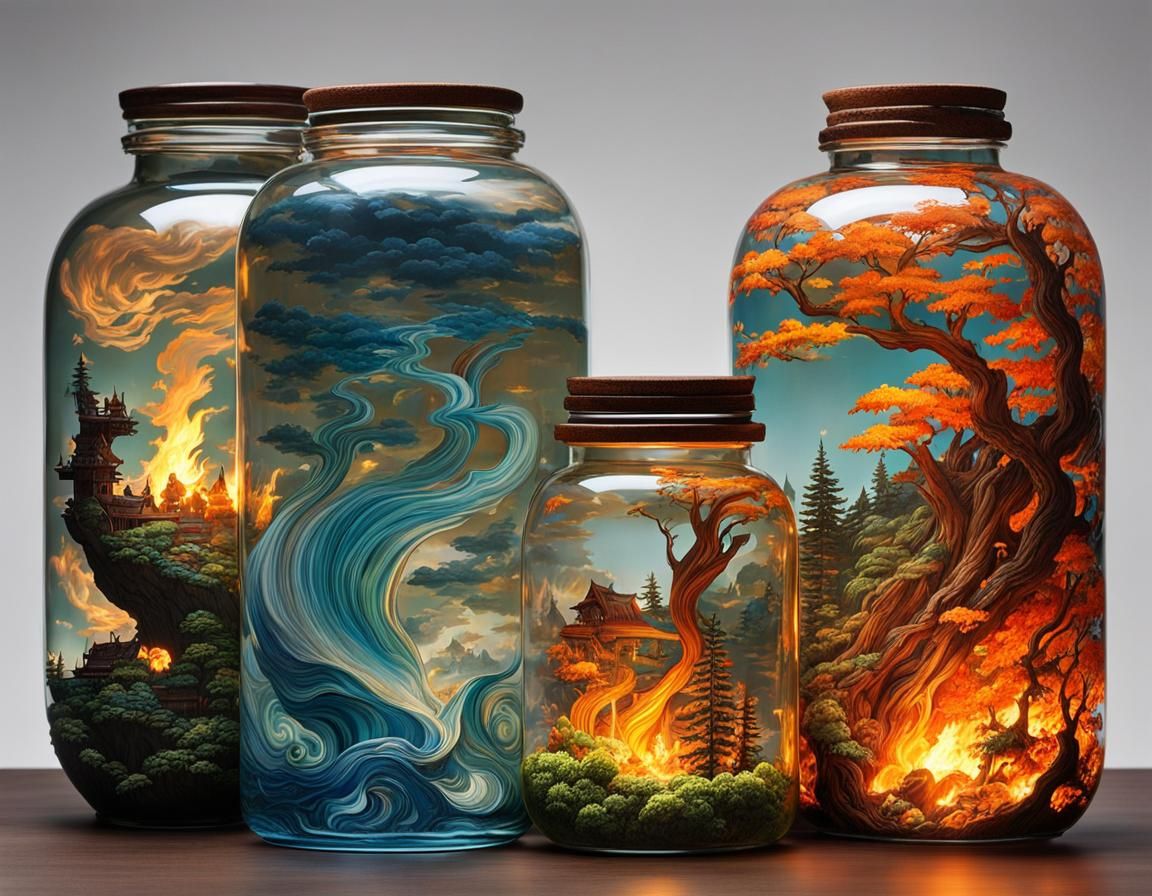 Elements in Jars: Ghibli-Inspired Art