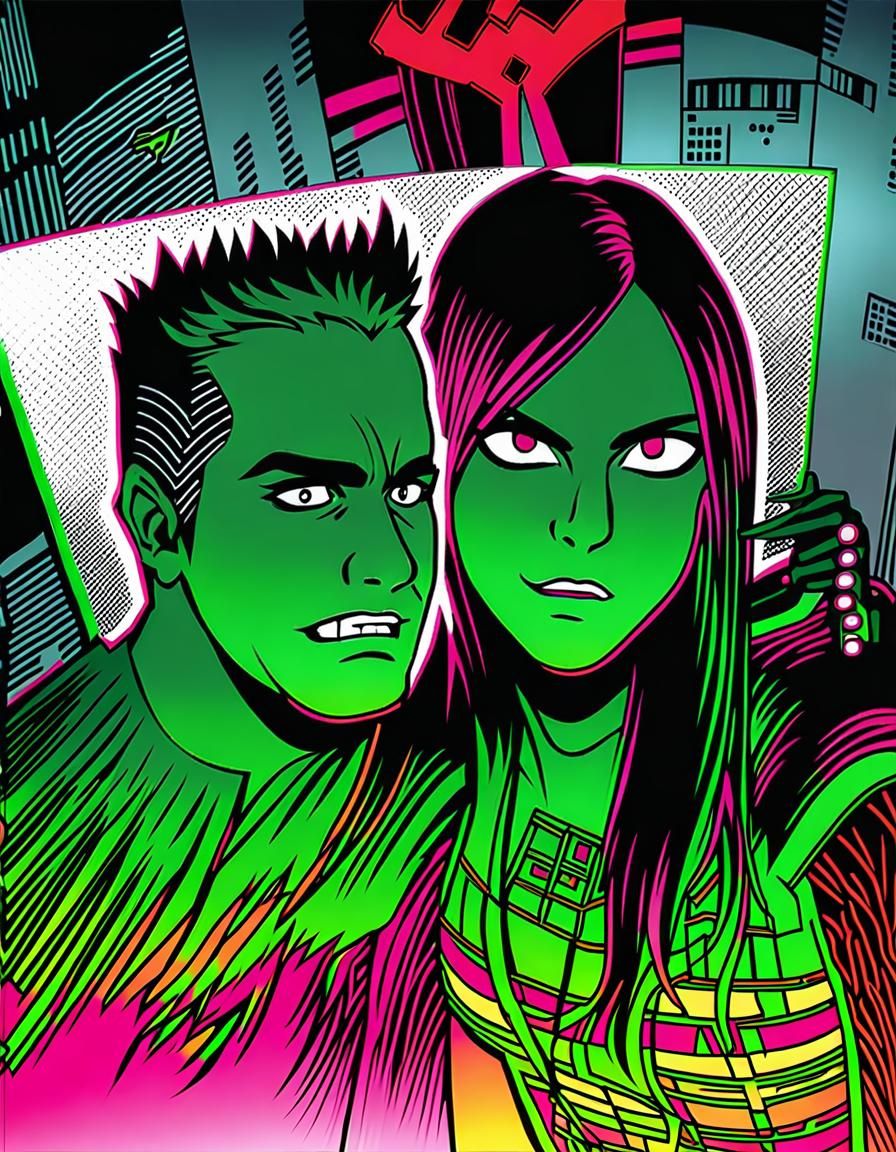 Cyberpunk Cafe: Anime-Style Cel-Shaded Illustration