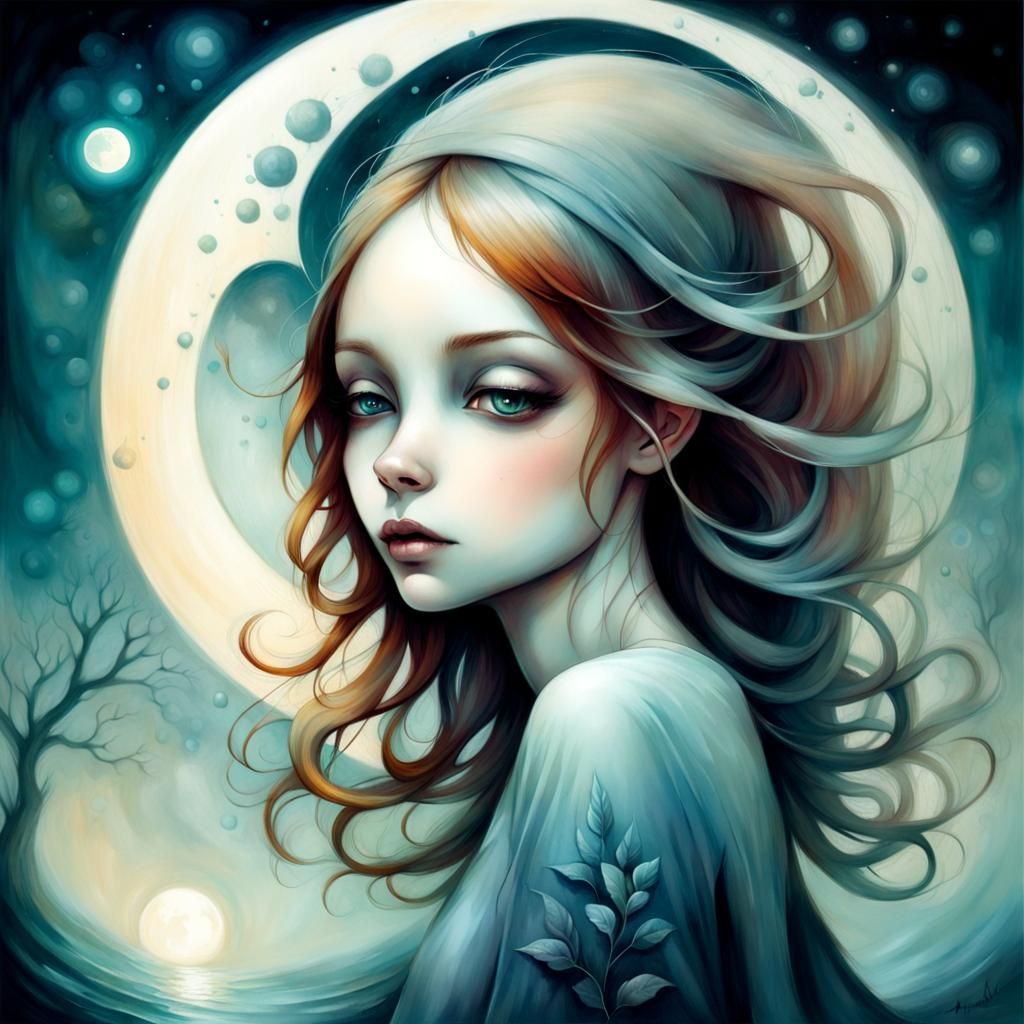 Girl in Moonlight: Contemporary Fantasy Art