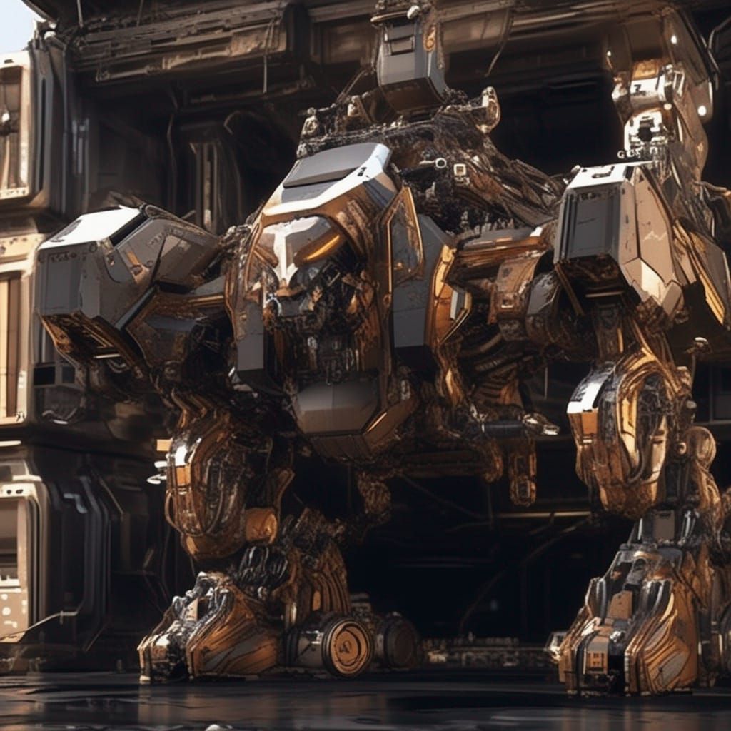 Futuristic Dogs of War Mech Ground View