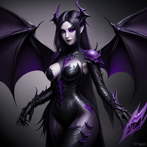 Dark Fantasy Woman with Dragon Wings