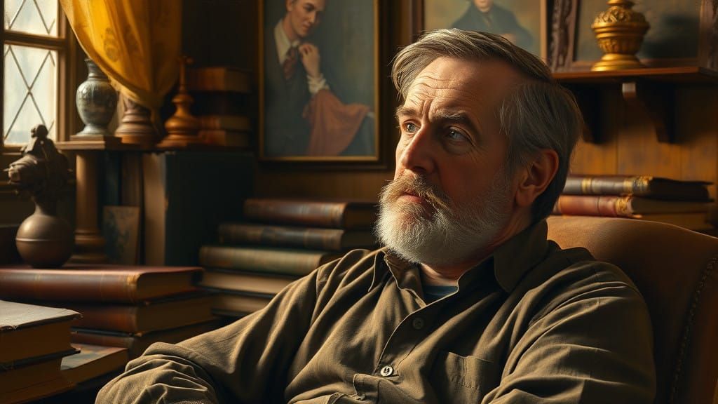 Thoughtful Gentleman Lost in 19th-Century American Artistic....