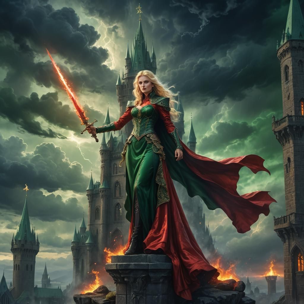 Blonde Vampire Princess on Tower, Astral Illustration