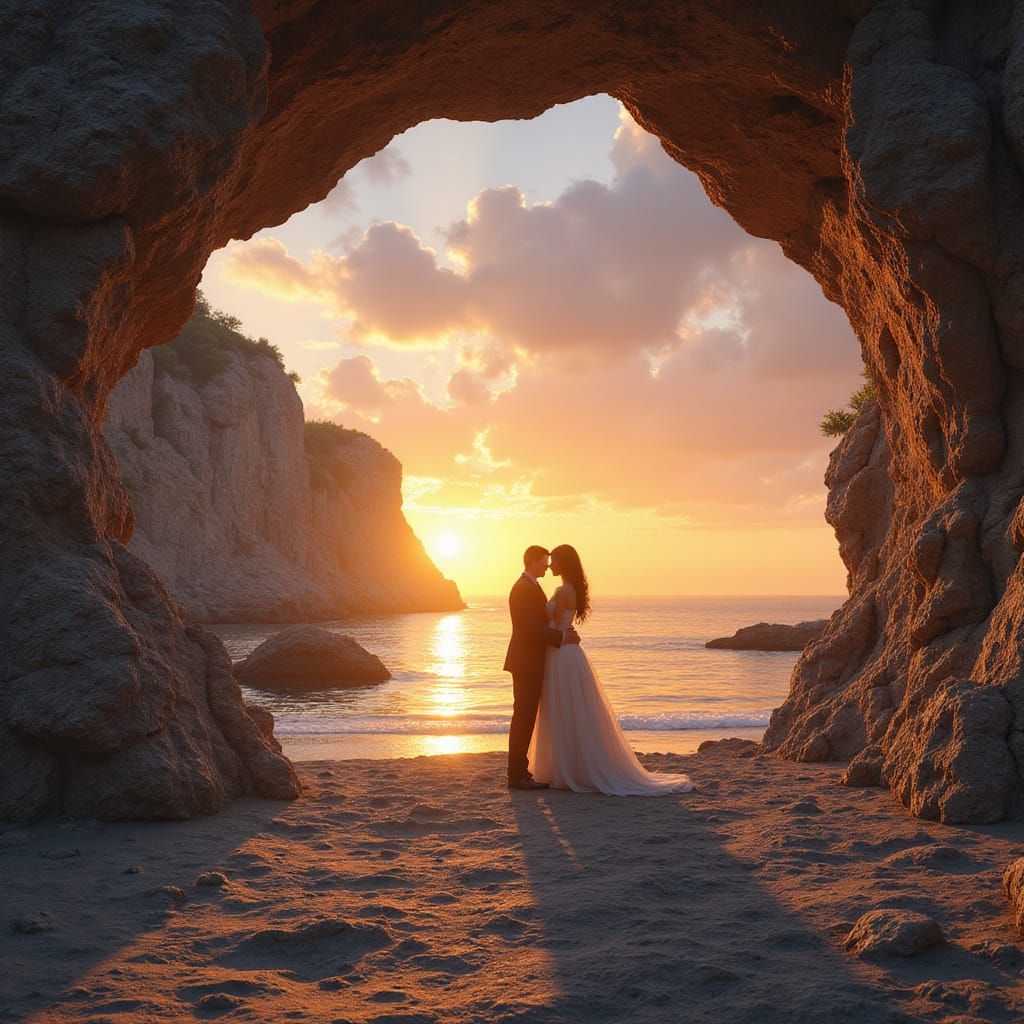Sunrise Lovers Amidst Italy's Majestic Rock Arch
