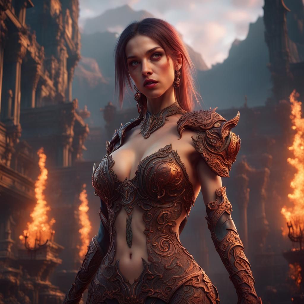 Detailed Matte Painting of Attractive Women